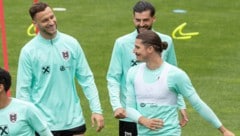 Gute Stimmung im Training – lächeln Arnautovic, Grillitsch, Sabitzer und Co. bald auch ob der geglückten WM-Qualifikation? (Bild: GEPA)