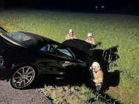 Das Cabrio kam aus ungeklärter Ursache von der Fahrbahn ab. (Bild: FF St. Andrä im Lungau)