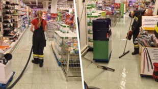 Die FF Kapfenberg-Diemlach pumpte Wasser aus einem Supermarkt ab.