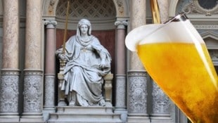 Im Wiener Justizpalast fand der zweite Verhandlungstag gegen die Brau Union statt. (Bild: Krone KREATIV/Zwefo, Stock Adobe)