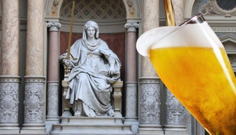 Im Wiener Justizpalast fand der zweite Verhandlungstag gegen die Brau Union statt. (Bild: Krone KREATIV/Zwefo, Stock Adobe)