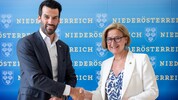 Landesvize Udo Landbauer (FPÖ) und Landeshauptfrau Johanna Mikl-Leitner (ÖVP): Bei ...