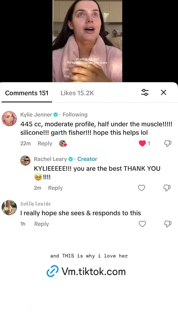 Die Influencerin teilte Kylie Jenners Reaktion auf die Frage nach ihrer perfekten Oberweite auch in ihrer Instagram-Story.