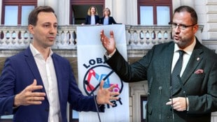 ÖVP-General Marchetti will sich politisch mit Gewessler auseinandersetzen, FPÖ-General Hafenecker lieber klagen.  (Bild: Krone KREATIV/APA, HELMUT FOHRINGER, SEPA.Media | Michael Indra)