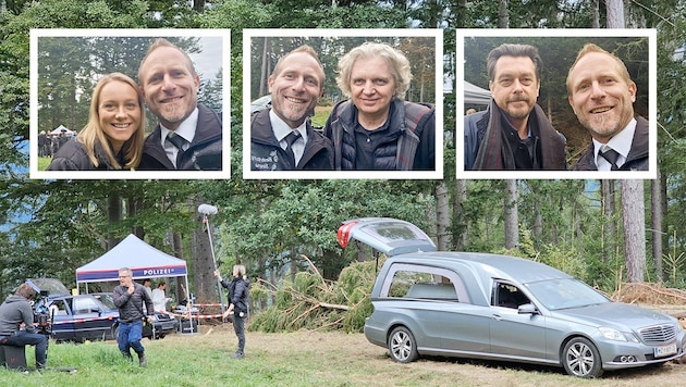 Am Filmset entstehen für den Grafenbacher Bestatter schöne Erinnerungen mit den Stars wie ...