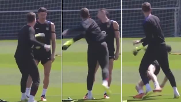 Streckte Wojciech Szczesny etwa Robert Lewandowski zu Boden?