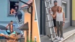 Marton Gazdag und Noemi Petrovics wurden vor einem Jahr zu Lebensrettern. Über eine Leiter ...