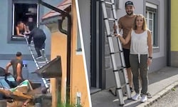 Marton Gazdag und Noemi Petrovics wurden vor einem Jahr zu Lebensrettern. Über eine Leiter ...