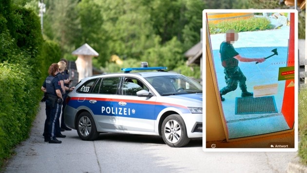 Der Mann war bereits polizeibekannt. Erst vor wenigen Tagen war er mit einer Axt bewaffnet unterwegs, um einen Bankomaten zu zerstören. (Bild: Krone KREATIV/Imre Antal zVg)
