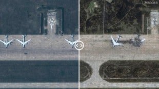 Aus Bombern wurden Wracks ... (Bild: AFP/Maxar Technologies )