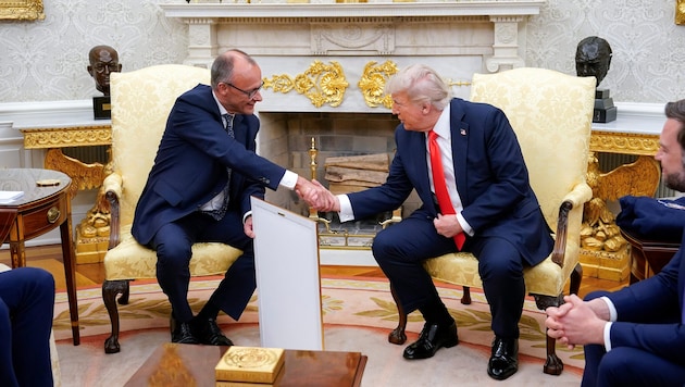 Der deutsche Kanzler Friedrich Merz brachte dem US-Präsidenten Donald Trump bei ihrem Treffen ein Gastgeschenk mit.