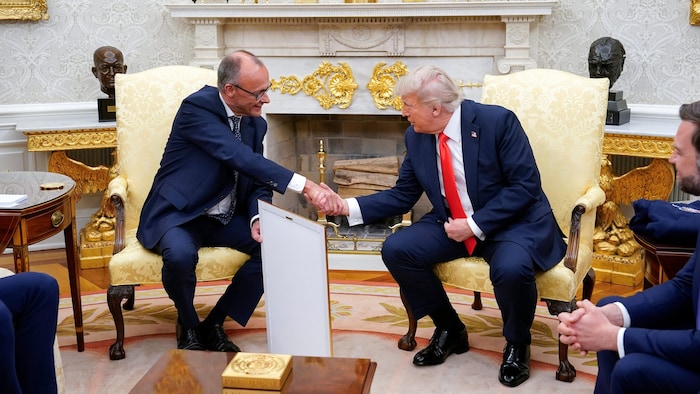 Der US-Präsident schwärmte bei dem Treffen von seiner „guten Freundschaft“ mit Merz.