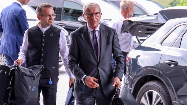 Landeshauptmann Wilfried Haslauer bei der Ankunft in Leogang
