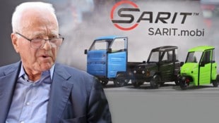 Der Unternehmer Frank Stronach hat große Pläne mit kleinen E-Autos. (Bild: Krone KREATIV/Zwefo )