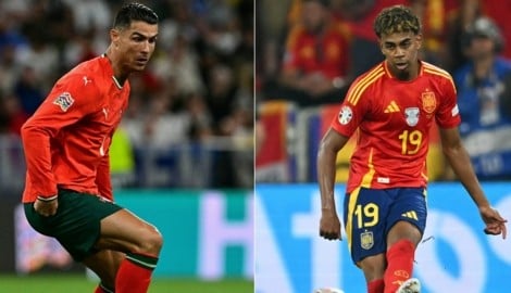 Generationen-Duell: Cristiano Ronaldo trifft auf Lamine Yamal. (Bild: AFP/APA/Tobias SCHWARZ, Fabrice COFFRINI)