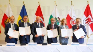 Johannes Pressl, Andreas Babler, Christian Stocker, Wilfried Haslauer, Beate Meinl-Reisinger und ...