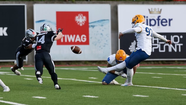 Leo Liptak sorgt bei den Graz Giants für präzise Kicks – da hilft ihm auch die Erfahrung als Fußballer.