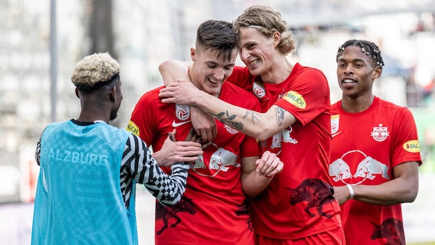 Bis 2023 kickte Benjamin Sesko (2.v.l.) für Red Bull Salzburg.