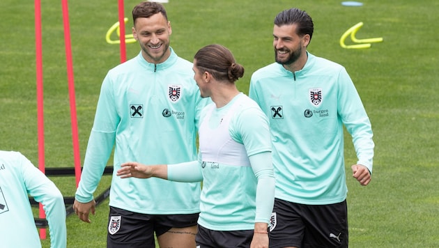 Marko Arnautovic (li.) ist gut drauf.