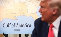 Trump hatte die Meeresbucht im Atlantischen Ozean Anfang dieses Jahres in „Golf von Amerika“ ...