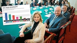 Die Regierung ist beliebter als gedacht. (Bild: Krone KREATIV/APA/ROLAND SCHLAGER, Krone KREATIV)