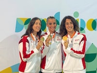 Vasiliki, Anna-Maria und Eirini Alexandri mit ihren EM-Medaillen auf Madeira.