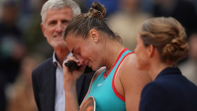Aryna Sabalenka hatte mit den Tränen zu kämpfen.