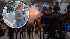 Im Kreis zu sehen: Auf eine Reporterin wird das Feuer eröffnet.