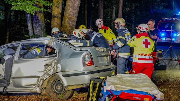 Ein junger Mann musste aus dem Wrack befreit werden.