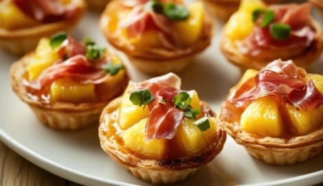 Ein kleiner Spritzer Balsamico-Creme oder ein Hauch Ziegenfrischkäse unter der Ananas verleiht ...