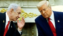 Israels Premier Benjamin Netanyahu während eines Besuchs bei US-Präsident Donald Trump im Weißen ...