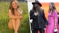 Mutig, verliebt, 60! Liz Hurley (l.) zeigt sich an ihrem Geburtstag splitterfasernackt – und ...