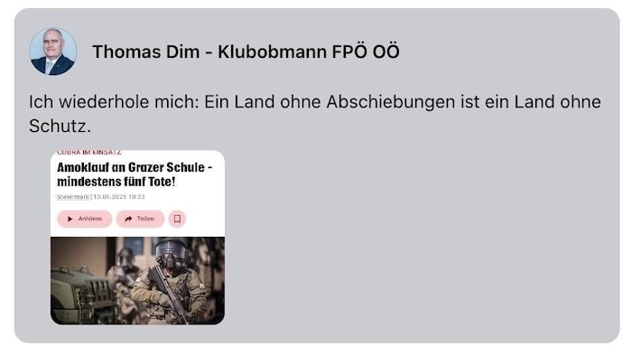 Der Eintrag auf Facebook wurde um 10.53 Uhr geteilt, später dann der Text geändert. 