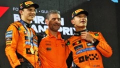 Andrea Stella mit Oscar Piastri und Lando Norris. 