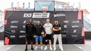Das 3x3-Team Vienna (v. l. n. r.): Quincy Diggs, Nico Kaltenbrunner, Matthias Linortner und ...