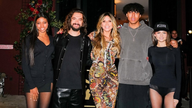 Heidi Klum mit ihren Kindern Lou, Johan, der jetzt seinen Highschool-Abschluss machte, und Leni ...