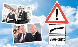 Bundespräsident Van der Bellen macht sich für ein schärferes Gesetz stark. Minister Karner und ...