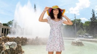 An heißen Tagen ist Abkühlung gefragt – wie etwa hier vor dem Hochstrahlbrunnen.