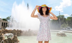 An heißen Tagen ist Abkühlung gefragt – wie etwa hier vor dem Hochstrahlbrunnen.