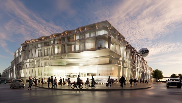 Modern und einladend öffnet sich der neue Einkaufstempel Richtung Stadt.