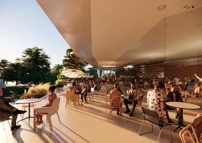 Geplant: spektakuläre Öffnung und abgestufte Terrasse für die Gastro