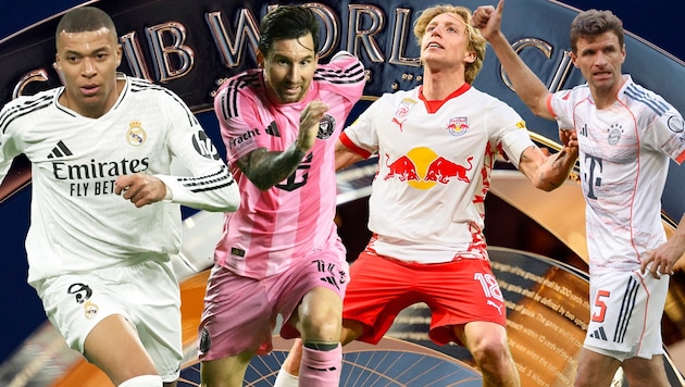 Mbappe, Messi, Bidstrup und Müller (von links) sind nur einige von vielen Stars, die bei der ...