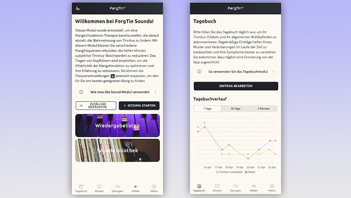 Zweimal täglich erinnert die App den Nutzer, seine Wahrnehmungen zum Wohlbefinden und den ...