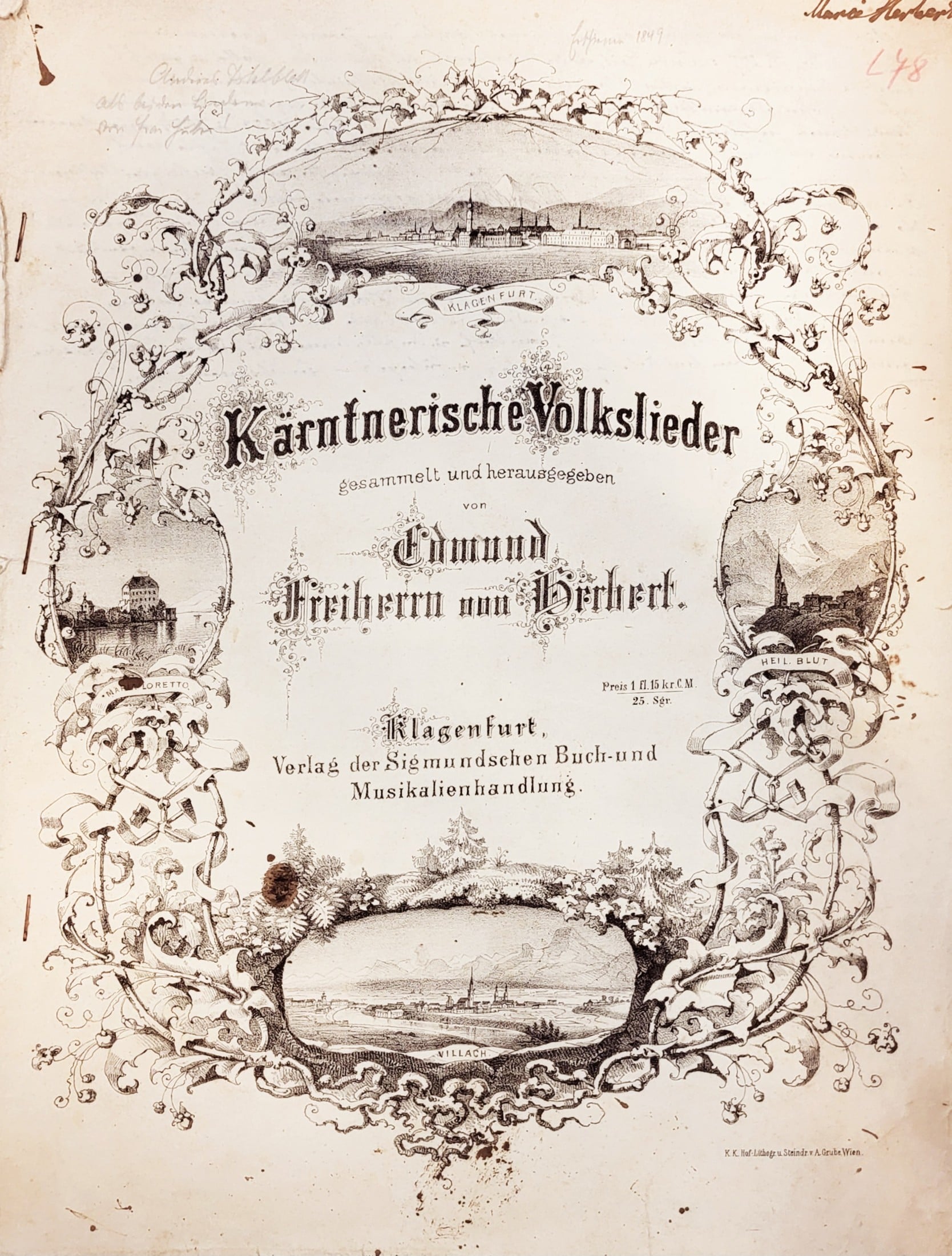Das erste Druckwerk, dass Kärntnerlieder verbreitete, stammt aus 1848.