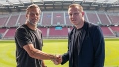 Der neue Austria-Chefcoach Rolf Landerl (li.) mit Geschäftsführer Sport Mario Brkljaca.