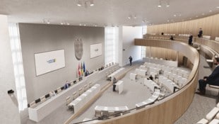 So soll der Sitzungssaal des Landtages in Niederösterreich künftig aussehen. 11,3 Millionen Euro ...