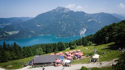 Auf der Lärchenhütte hat man Wolfgangsee und Schafberg immer im Blick