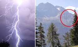 Der tödliche Blitz traf die Einheimischen beim Abstieg von der Mittagsspitze (roter Kreis).