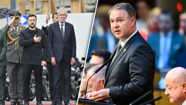 Selenskyj wurde vom Bundespräsidenten empfangen, Vizekanzler Andreas Babler will Österreich als ...