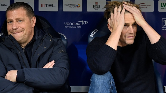 Die Bayern-Verantwortlichen Max Eberl (li.) und Christoph Freund haben am Transfermarkt zu ...